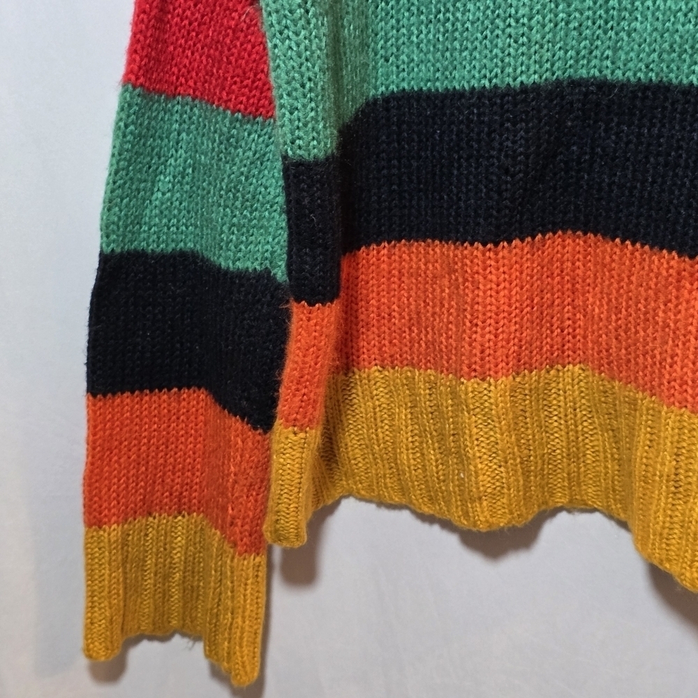 Urban Outfitters Oversized Colorul Stripe Sweater Rainbow 80s Punky Brewster, M - Picture 5 of 8